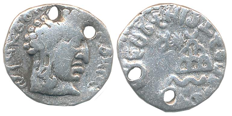 Satvahanas, Vasishthiputra Sri Pulumavi, Silver Drachma, 1.75g, Portrait type, Obv: Bust w