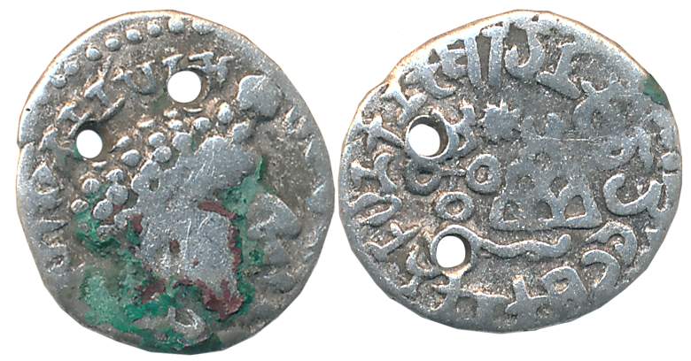 Satavahanas, Vasishthiputra Sri Satakarni, Silver Drachma, 2.05g, “Portrait” type, Obv: Bu
