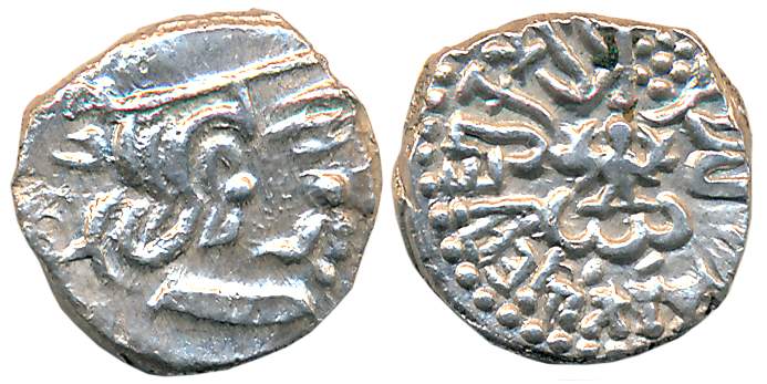Guptas, Kumar Gupta I, Silver Drachma, 2.15g, “Garuda” type, Obv: Bust of King facing righ