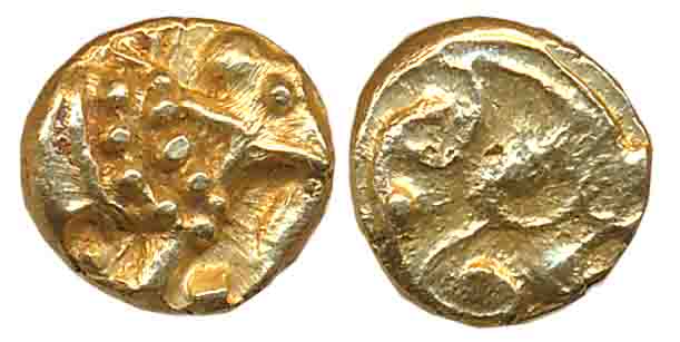 Gangas of Talakadu, Gold Gajapati Fanam, 0.38g, Obv: An ornate Elephant standing to right,