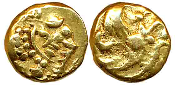Gangas of Talakadu, Gold Gajapati Fanam, 0.37g, Obv: An ornate Elephant standing to right,