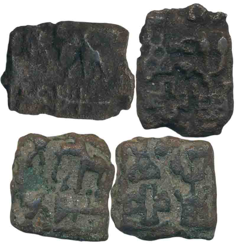 Post Mauryan- Sunga, Uninscribed Cast Copper (2), 1.37g, 4.59g, Obv: Elephant to left, fac