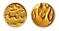 Muhammad Shah, Gold, Fanam, Kunar Mint. Very Fine, Scarce.