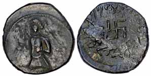 Parat Rajas of Sind, Datavharna (c. AD 265-280), Copper, 4.61 g, Di-Drachm (reduced weight