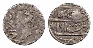 Silver, Rupee, with the name and portrait of Victoria, VS 1910. About Very Fine, Scarce.