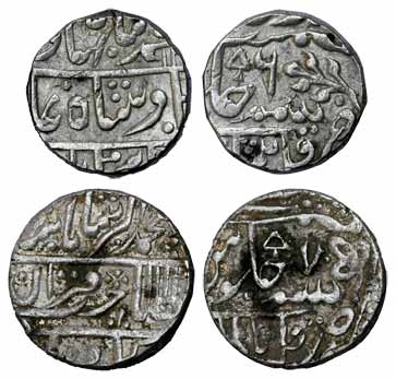 Kotah, Qila Shahbad Mint, Silver, Rupee, RY 6; and Jhalawar, Silver, Rupee, Qila Shahbad M