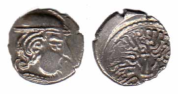 Sharvva Bhattarakas, Silver, Karshapana, Kshatrapa type bust of the ruler to right on obv,