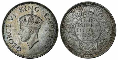 George VI, Silver (2), Rupee, 1938, Bombay Mint. Extremely Fine, Scarce. 2 coins