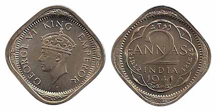 George VI, Cupro-Nickel (20), 2 Annas, 1941. UNC, 20 coins