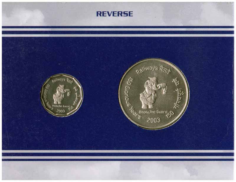 Proof and UNC Sets of 2003, 150 Glorious Years Railway, 2 & 100 Rupees. Scarce. 2 sets