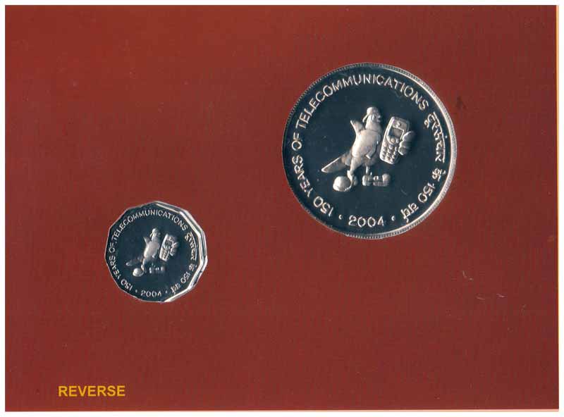 Proof and UNC Sets of 2004, 150Years of Telecommunications, 2 & 100 Rupees. Scarce. 2 sets