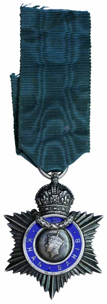 George VI, Silver, Indian Title Badges, Khan Sahib, a radiant star with the central circle