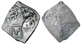 Punch-marked Coins, Kalinga Janapada, Silver, 1.66 g, ½ Karshapana, four symbols type with