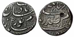 Nur Jahan, Silver, ½ Rupee, Surat Mint (KM 167.2). Test marks, About Very Fine, Very Rare.