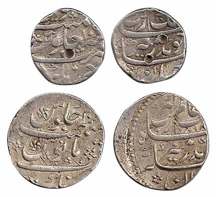 Aurangzeb, Silver (2), Rupee and ½ Rupee, Ahmadnagar Mint. The first is About Very Fine, t