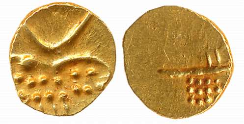 Gold Fanam, 0.38g (KM# 7). Extremely fine.
