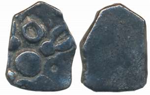 Punch Marked, Attributed to Avanti Janapada, Silver 1/2 Karshapana, 1.53g, Taurines and ci
