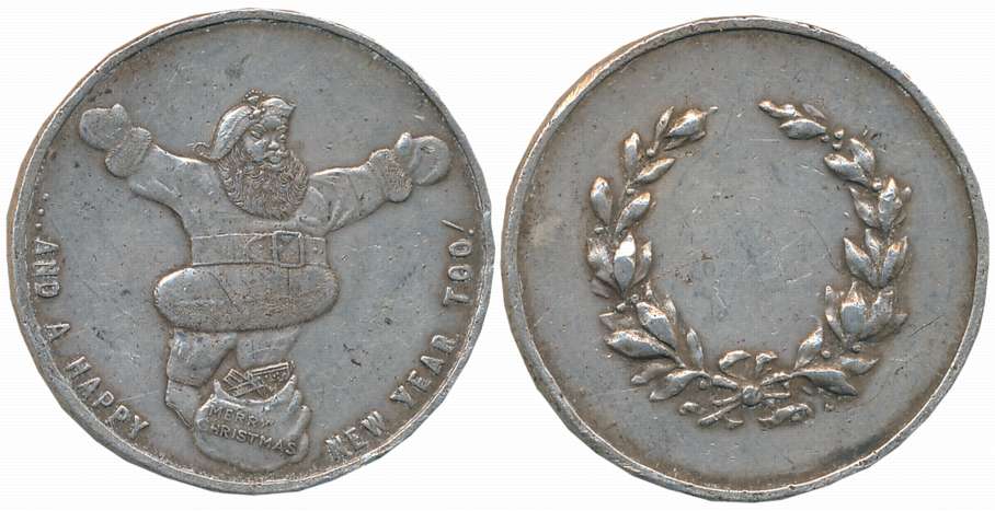 Silver, 11.57g, Merry Christmas and Happy New Year. Very fine.