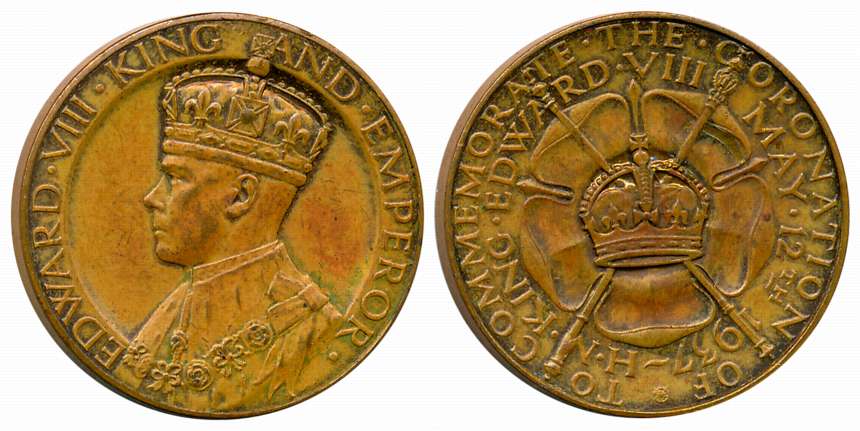 Edward VIII, Bronze, 11.72g, “Coronation of Edward VIII”, Obv: Crowned and draped bust of 