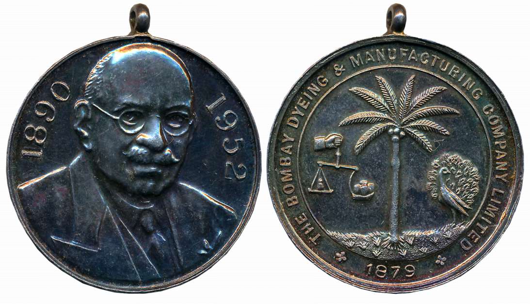 Bombay Dyeing Silver, 31.25g, Obv: Facing bust of the founder of the company with dates 18