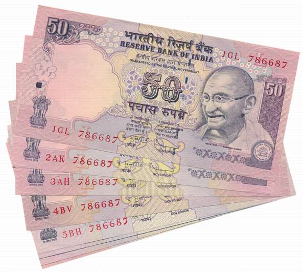 Rupee 50 (10), Fancy Number- 786687, Signed D. Subbarao, Raghuram G. Rajan, Inset E,L,R. 1