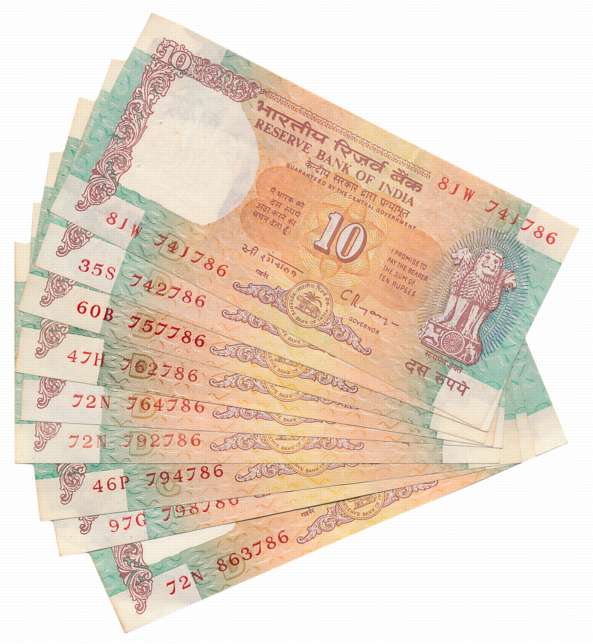 Rupees 10 (100), “D-44”, Fancy Number- ending with last 3 digit 786, Signed C. Rangarajan.