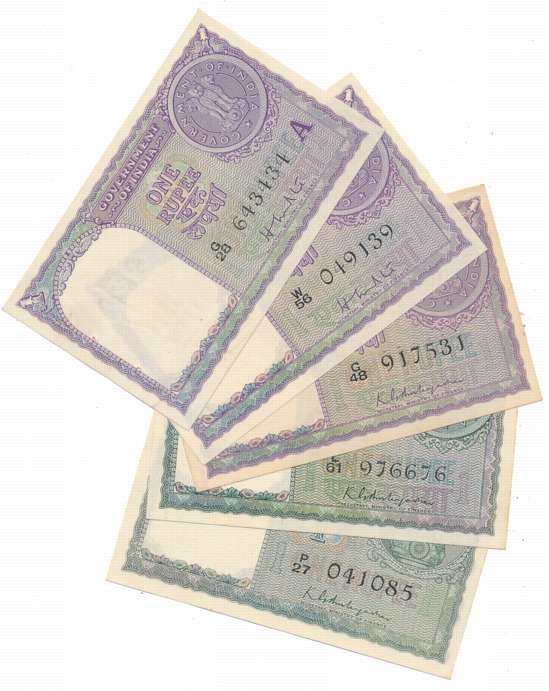Rupee 1 (59), 1950 to 2017, except “A-1” K. R. K. Menon, 1949, “A-10” L K Jha, B inset, 19
