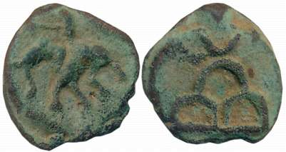 Post Mauryan, Sunga Period, Uninscribed Cast Copper, 2.03g, Obv: Elephant Marching to left