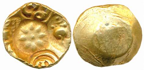 Yadavas of Devagiri, Krishna- Kanahara Deva, Punch Marked, Gold Gadyan- Padma Tanka, 3.82g