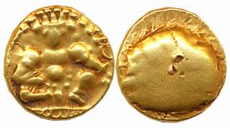 Vijaynagar Empire, Krishnadevaraya, Gold Varaha- Hon, 3.37g, Obv: Seated Lord Balakrishna 