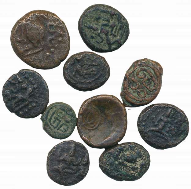 Nayakas, Copper Kasu (10), various types. Fine to very fine.
