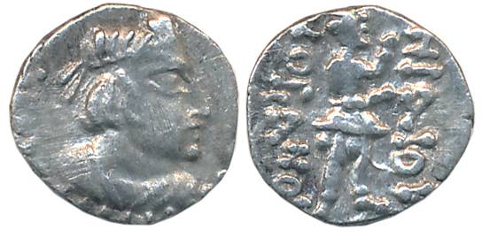 Kushans, Kujula Kadphises, Silver Obol, 1.64g, “Heraus” type, struck in the Transoxiana/Ba