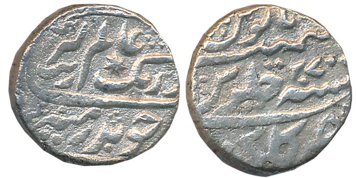 Aurangzeb, Silver 1/4 Rupee, 2.84g, Golkonda Mint, RY 27 (KM# 293.1). Very fine, rare.