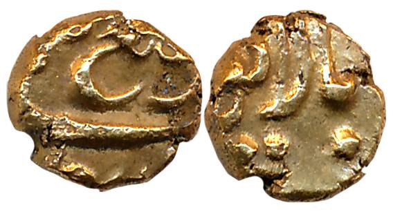 Rafi ud Darjat, Gold 1/2 Fanam, 0.37g, Balapur Mint (Not listed in KM). Extremely fine, ex