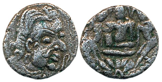 Medieval Maharashtra, Probably Early Rashtrakutas, Uninscribed Silver Dramma, 1.07g, Obv: 