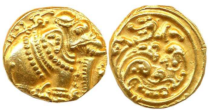 Gangas of Talakadu, Gold Gajapati Varaha, 3.74g, Obv: An ornate Elephant standing to right