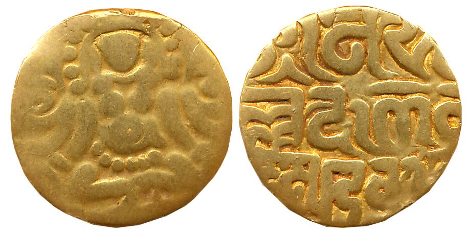 Chandellas of Jejakabhukti, Sallakshana Varman, Gold 4 1/2 Masha, 3.38g, Obv: Goddess Laks