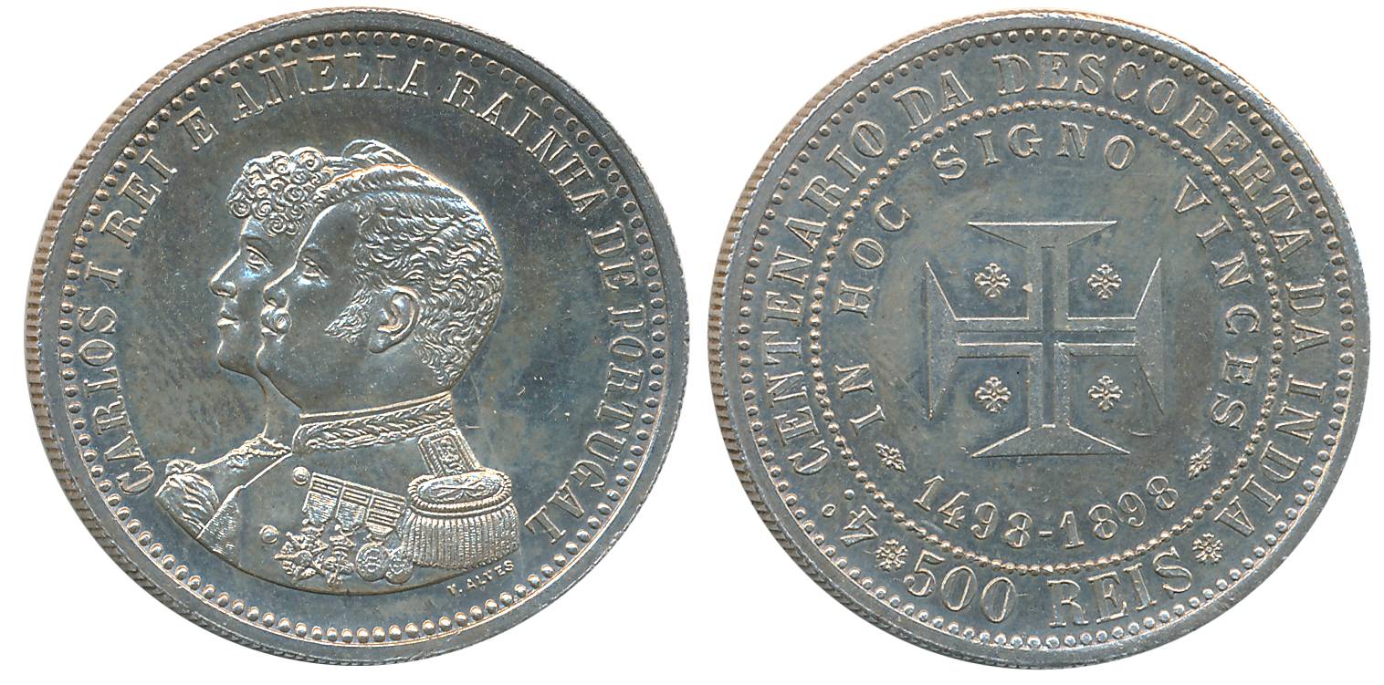 Portugal, Charles I, Silver 500 Reis, “400th Anniversary of the Discovery of India”, Obv: 