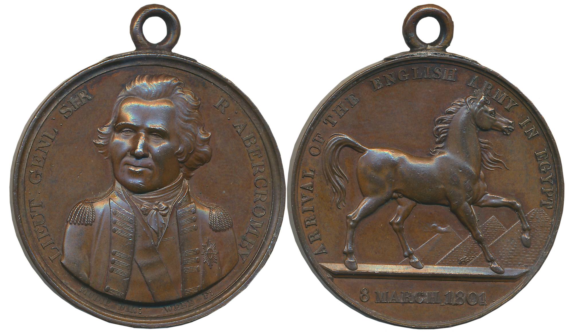 Great Britain, British Army Arrives in Egypt, Copper Medal, 37.26g, 1801, Obv: Uniformed b
