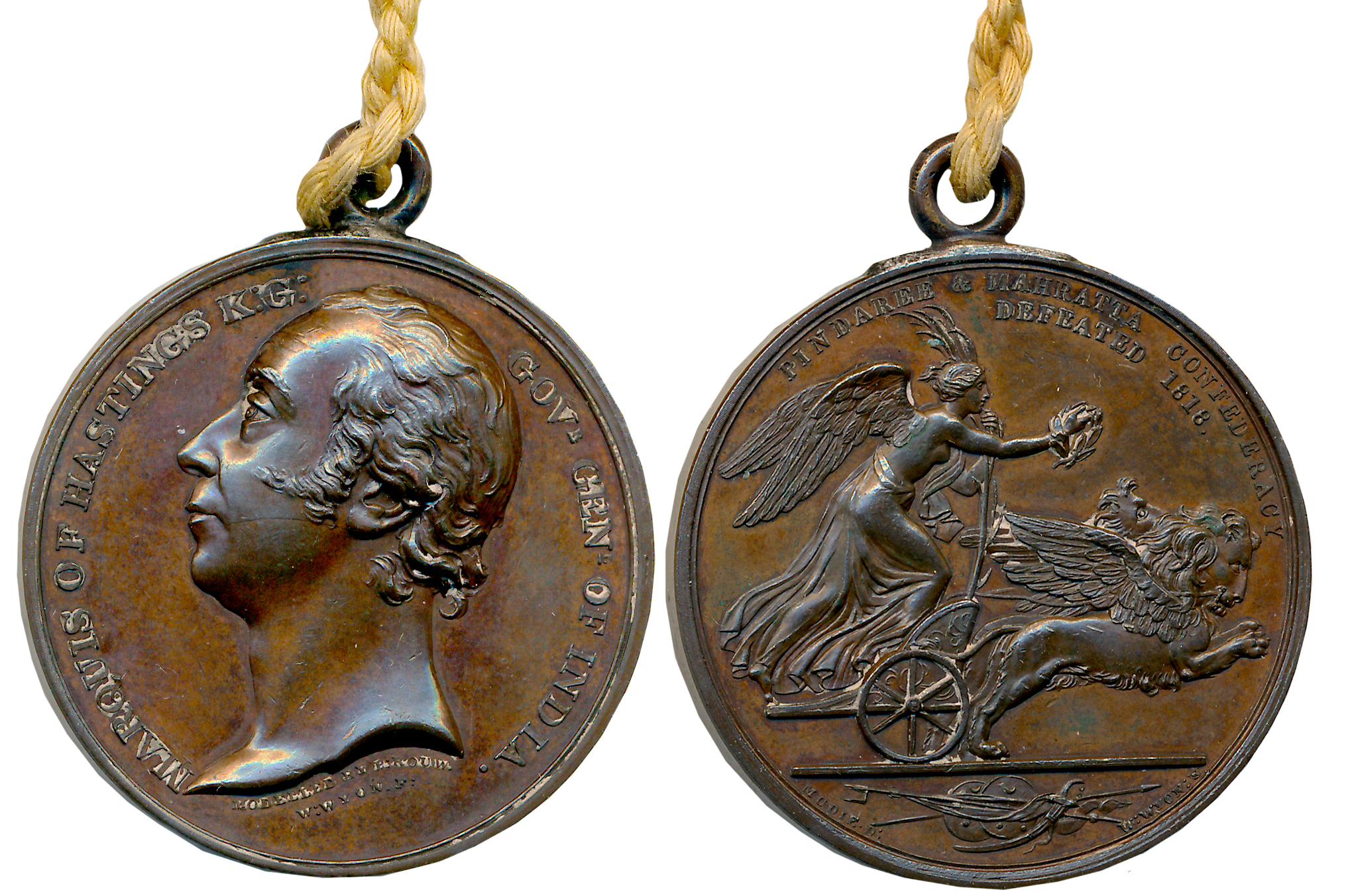 Pindaree and Mahratta Confederacy Defeated 1818, British Victories in India Medal, Copper,