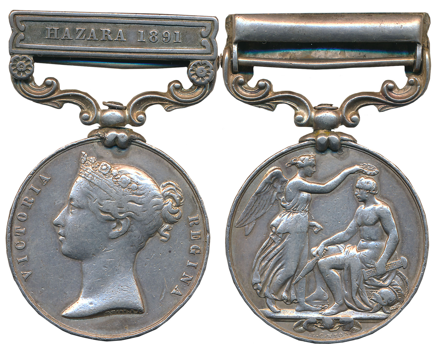 Victoria, Silver, India General Service Medal, 1891, “Hazara 1891” bar, Obv: Bust of Victo