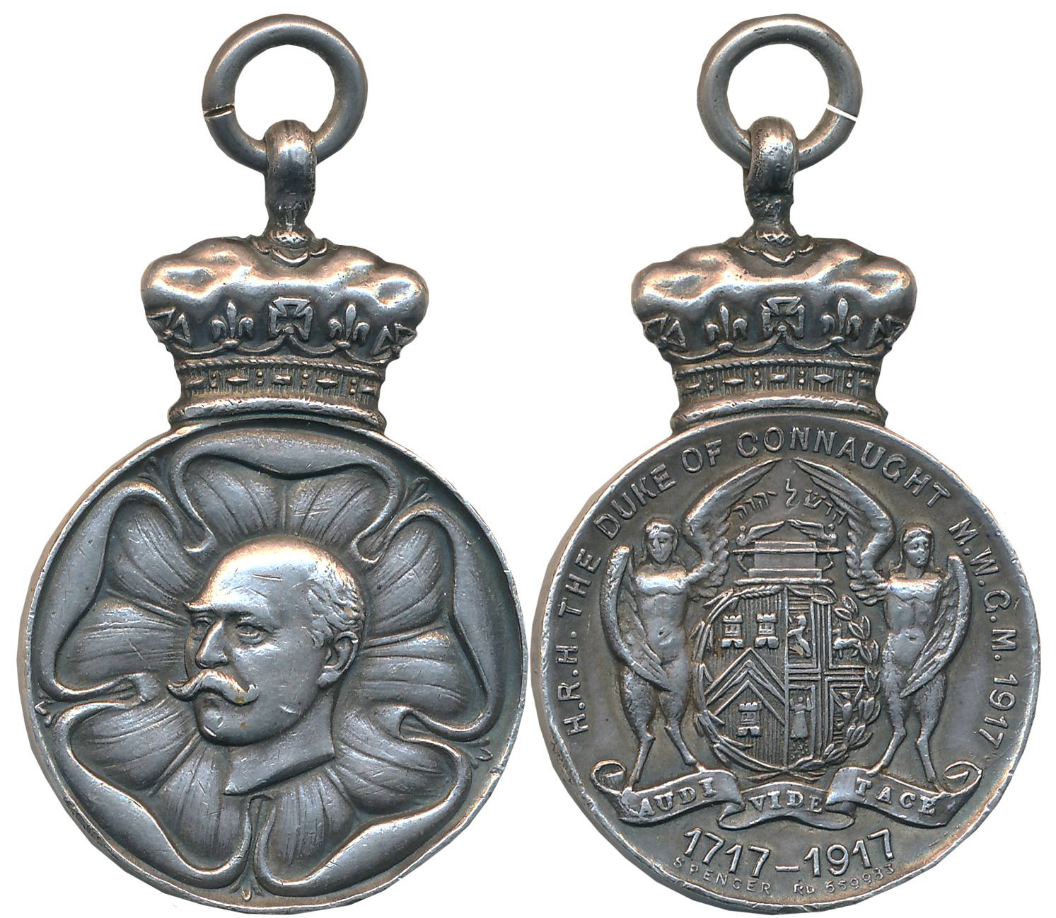 Great Britain, Duke of Connaught Silver Medal, 25.69g, 1917, Obv: Left facing bust of the 