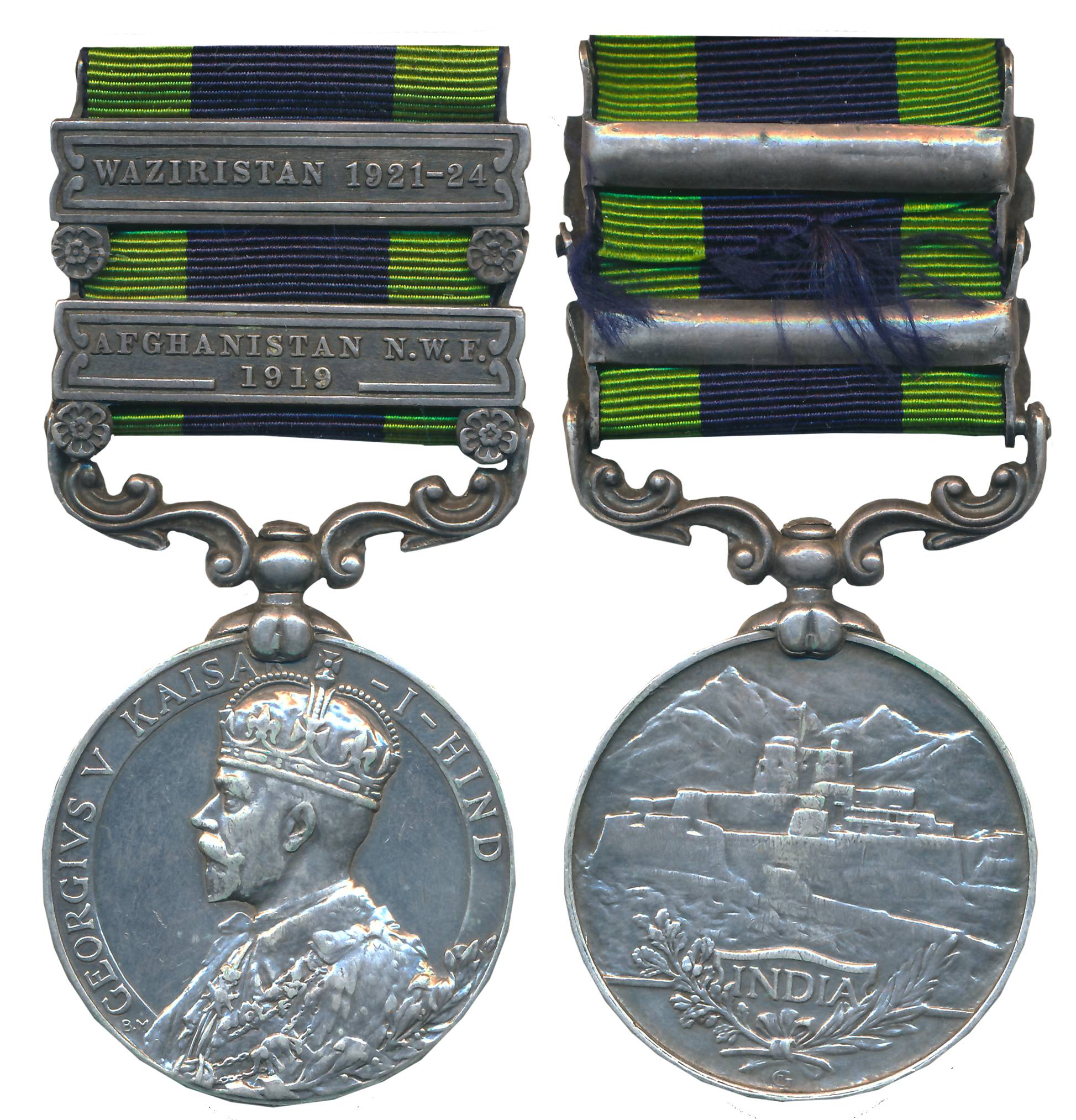 George V, India General Service Medal, Silver, 2 clasps with Afghanistan North West Fronti