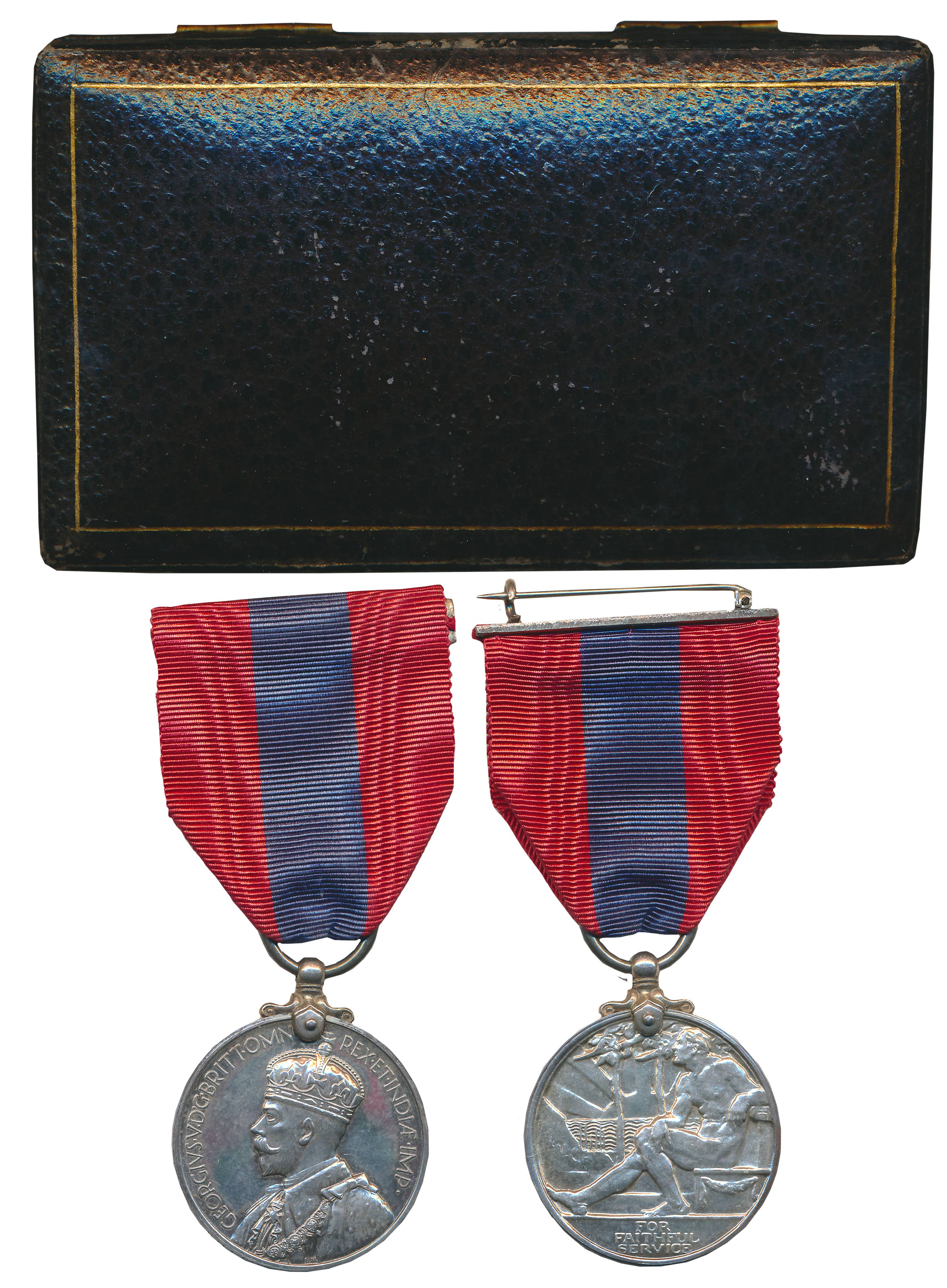 Imperial Service Medal, Silver George V, 31.11g, Obv: Crown bust of George V facing left, 