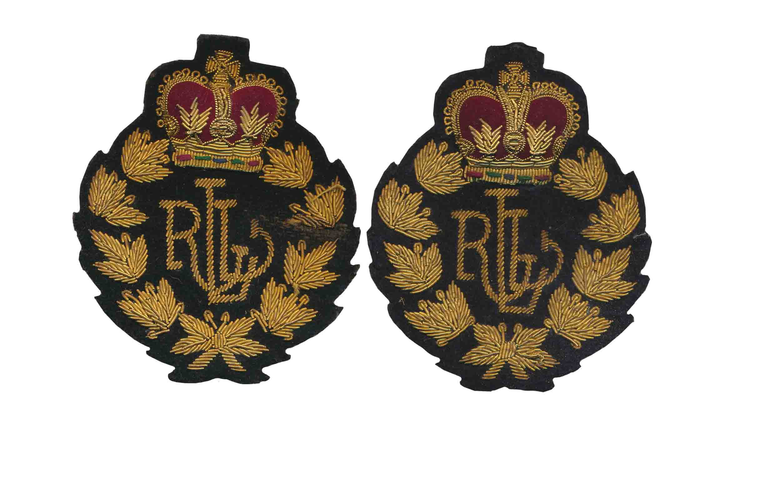 Ralph Lauren RLL (2), Gold Black 3D Crown Crested 3.5" Sew on Blazer and Bags Batch. 2 Bat