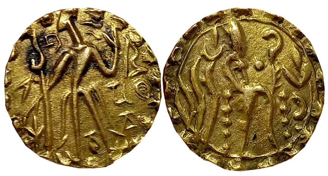 Post Gupta Bengal, Samatata region, in the name of Prithu Bhata, Debased Gold Dinar, 5.61g