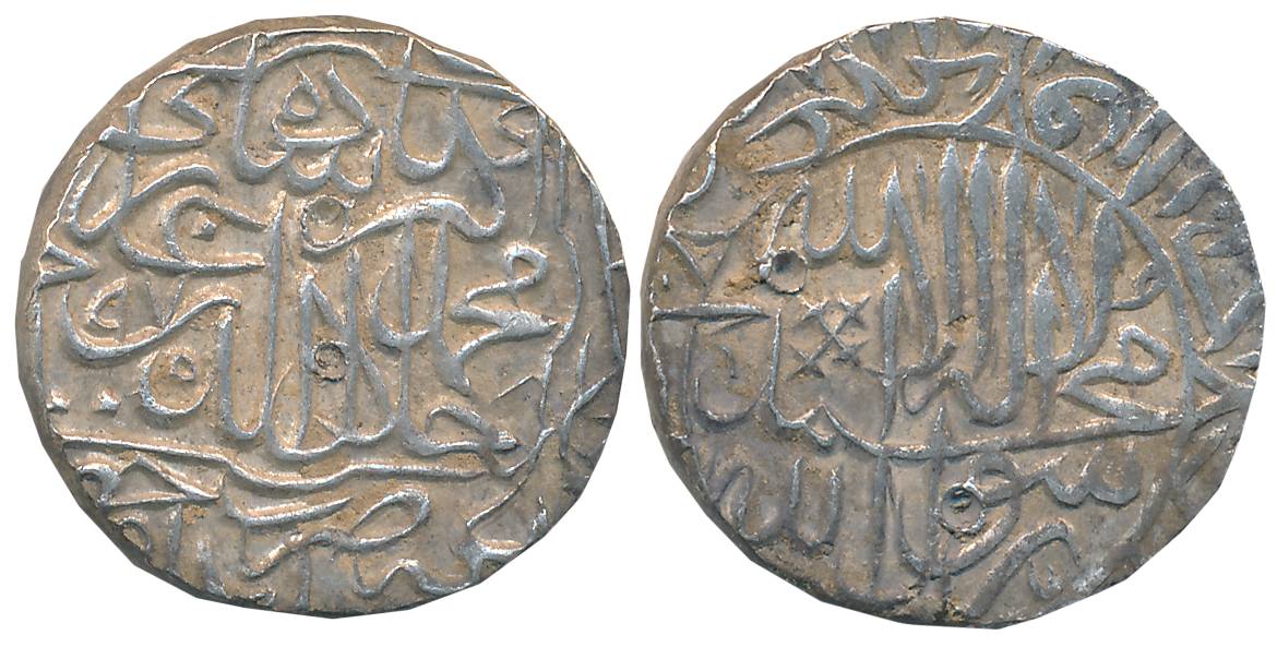 Akbar, Silver Rupee, 11.43g, “Kalima” type, Hazrat Delhi Mint, AH 975 (KM# 80.7). Extremel