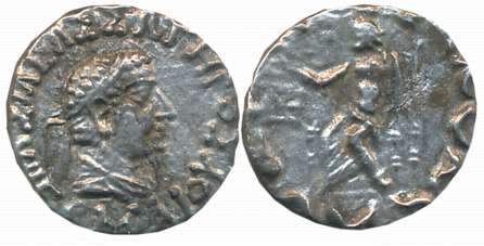 Indo Scythians, Imitation of the Paropamisadai and Gandhara, Silver Drachma, 1.72g, Obv: D