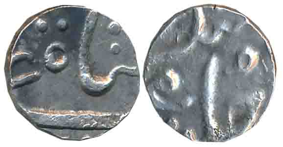 Silver 1/8 Rupee, 1.33g, Pseudo Mint name Katak, in the name of Ahmad Shah. Very fine+, sc