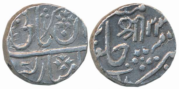 Baija Bai, Silver Rupee, 11.05g, Lashkar Mint, in the name of Shah Alam II, RY 23, Devnaga